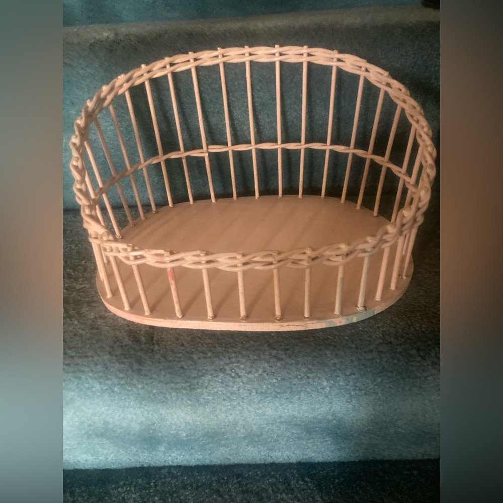Vintage Pink Wicker Display Piece Baby, Holiday, Sewing, Vendor displays Cottage